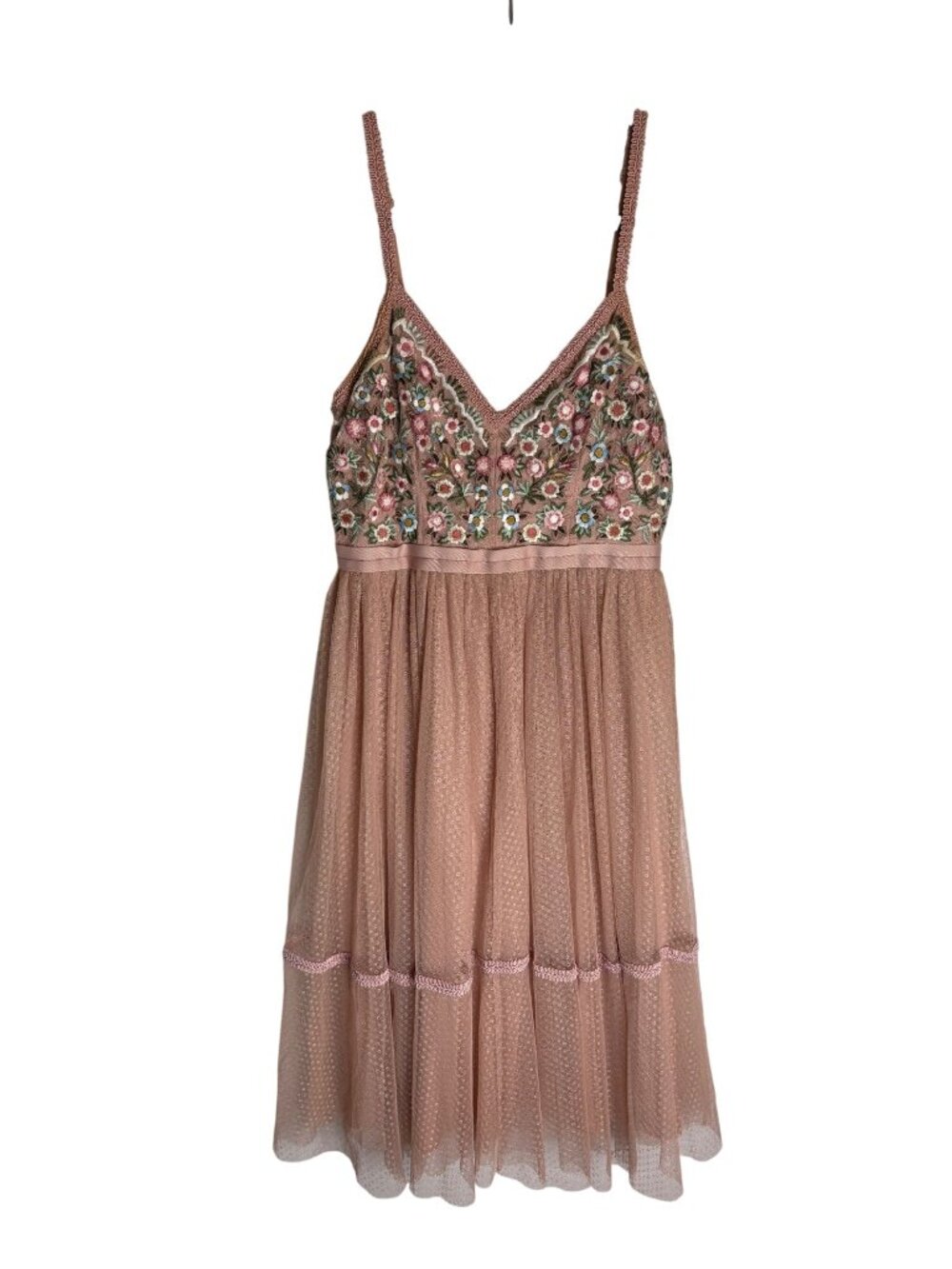 NWT Needle & Thread Blush Pink Floral Midi Dress-sz 4 - Picture 3 of 11